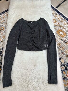 FP Movement by Free People Charcoal Cropped Long Sleeve Top